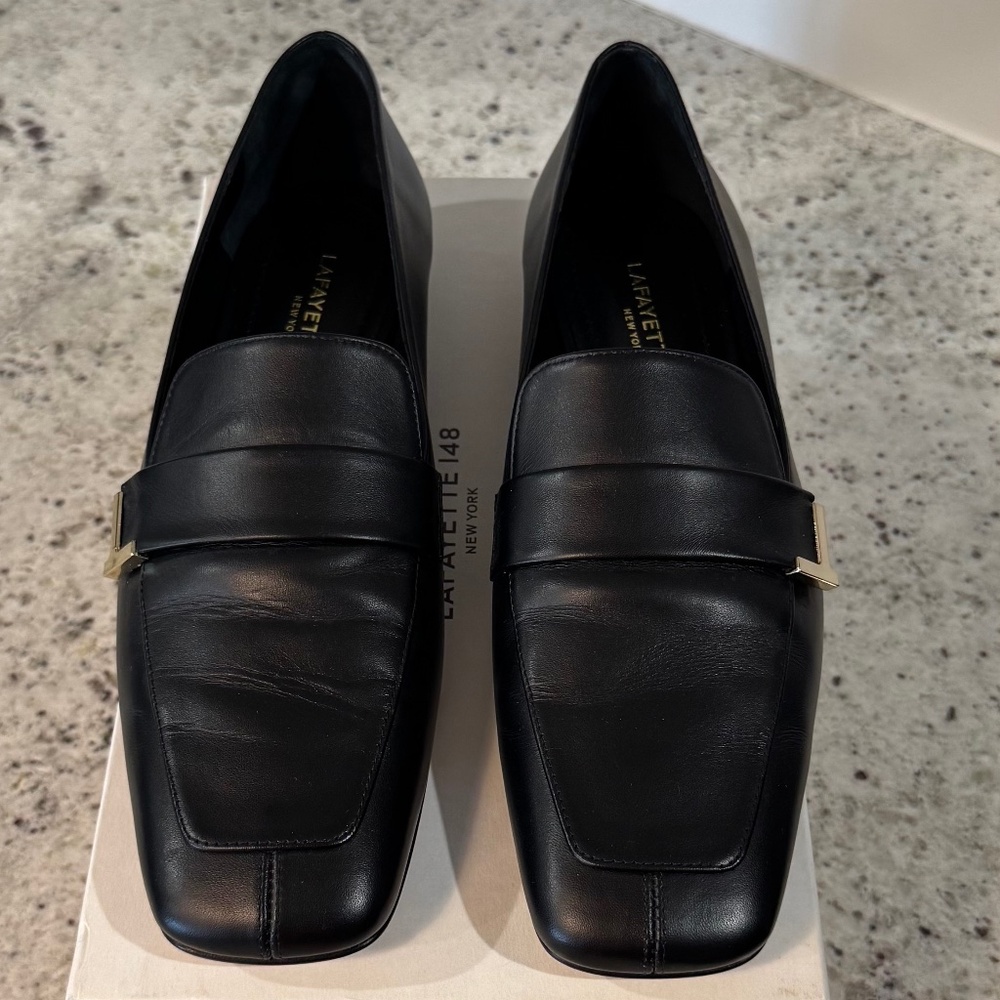 Lafayette 148 Eve Split Toe Black Leather Loafer - 8.5 - Picture 3 of 9